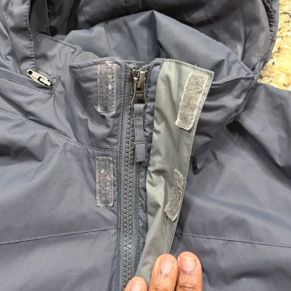 LL Bean Kids Gray Neon Green Hooded Rain Jacket Size L 6X/7 Colorblock Shell
